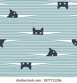 Combination pattern of cat and horizontal stripes,