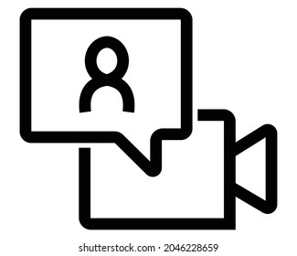 Combination of people message icon, and camera. black and white color. editable colors. 4000 x 4000 pixels perfect.