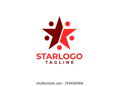 combinación de símbolo de personas y símbolo de estrella. vector de estrella simple. logotipo único para cualquier empresa.