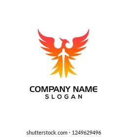 Combination of Phoenix and Airplane origami head for Aviation and travel logo templates with vector files