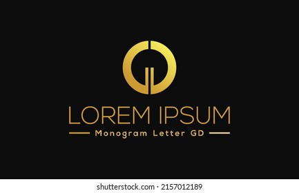 combination pictogram and monogram initial letter G and D, with gold color, simple modern style