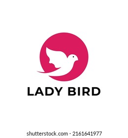 combination of pigeon and female face logo vector