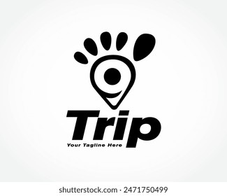 combination pin location with footprint logo design template illustration inspiration
