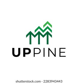 combination of pine trees and up arrow