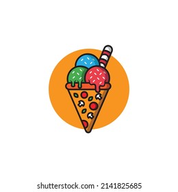 a combination of pizza and ice cream illustration