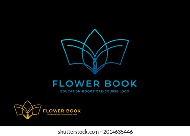 combination of plant, leaf and flower book education line logo template vector illustration icon element