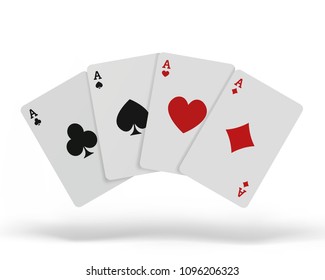 The combination of playing cards poker casino. Isolated playing cards up on table isolated on white background. Vector illustration.