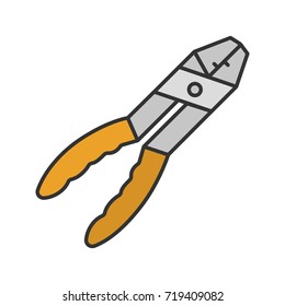 Combination pliers color icon. Isolated vector illustration