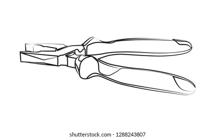 combination pliers contour vector illustration