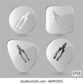 Combination pliers. Glass buttons. Vector illustration.
