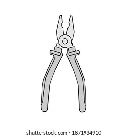 Combination pliers - hand drawn vector illustration, single isolated object. Flat colors.