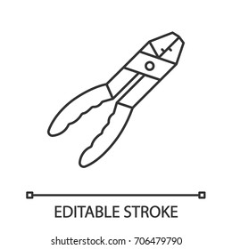 Combination pliers linear icon. Thin line illustration. Contour symbol. Vector isolated outline drawing. Editable stroke