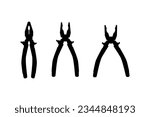 Combination pliers silhouette , vector clipart on a white background.