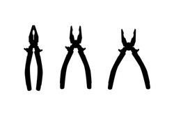 Combination pliers silhouette , vector clipart on a white background.