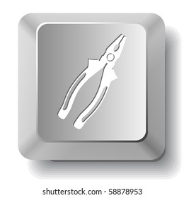 Combination pliers. Vector computer key.