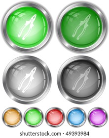 Combination pliers. Vector internet buttons.
