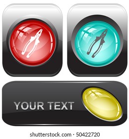 Combination pliers. Vector internet buttons.
