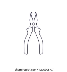 combination pliers vector line illustration on white background