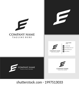 Combinación de la letra E premium y diseño del logotipo de ave. Últimos diseños de tarjetas de visita. Moderno, limpio y lujoso.