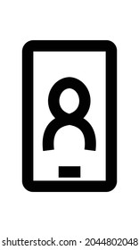Combination of profile icon on the phone, monoline image style, black and white color.
