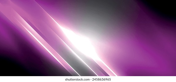 Una combinación de luces púrpura y blanca crea una imagen impresionante sobre un fondo oscuro. Los colores se mezclan sin problemas, asemejándose a una pieza de arte vibrante con un toque de tonos violeta y magenta