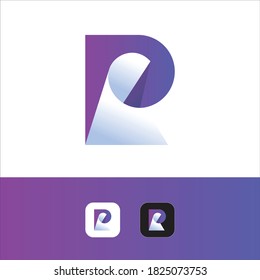 Combination of R letter logo design with paper roll, creative design, icon or symbol logo