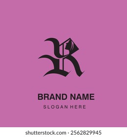 Combination of R letter logo and lady face, salon, beauty, silhouette logo design vector template
