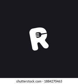 Combination of R logo and spatula. Monochrome logo. Black and white logo. Letter R logo. Suitable for restaurant logos.