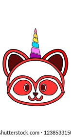 A combination of racoon and unicorn in illustration