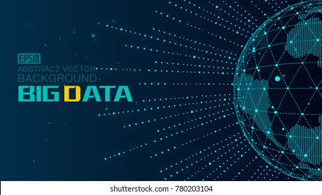 The combination of radiation and dotted line is the background of big data technology vector, which implies globalization, internationalization and scientific and technological concept