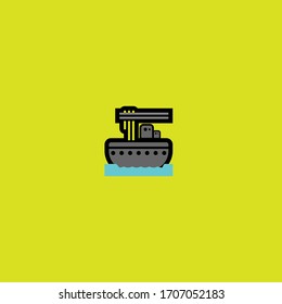 a combination of ramen (noodles) and a ship, forming a ramen ship logo