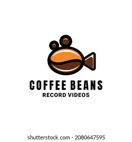 Combination of Records video and coffee bean , vector Logo Design as you editable
