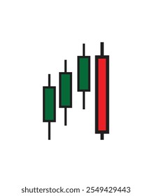 A combination of red and green candlesticks representing a bullish reversal trend. Ideal for financial analysis and trading education.