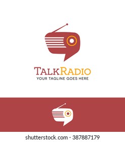 Combination Retro Radio And Talk Bubble Logo For Business, Group, Blog Or Website