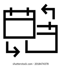 Combination of reverse icon and calendar icon.