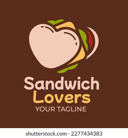 Combination of sandwich, cheese, beef, vegetable and heart shape bread. Suitable for food and beverage logo inspirations.