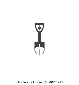 combination of shovel and leaf logo iocn design with simple style