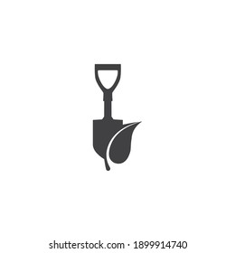 combination of shovel and leaf logo iocn design with simple style