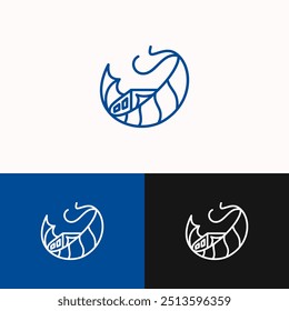 Combination of shrimp logo with ship for culinary food business and marine industry business