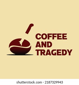 Combination Silhouette Of Coffee Bean With Knife Stuck And Bleeding Blood Negative Space Suitable For Coffe Shop,coffe Roastery,creepy Scary Haunted Coffee House,halloween Coffee Bar Logo Design