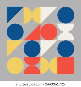 Combination simple geometric forms on gray background.