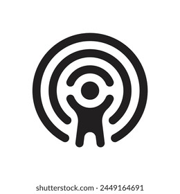 combination of simple people silhouettes in circles logo vector