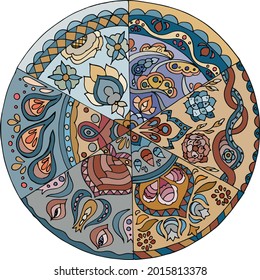 The combination of six different plate pattern designs