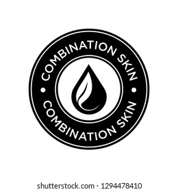 Icono de piel de combinación. Etiqueta con indicador de tipo de piel para productos de cuidado personal.