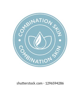 Combination Skin Icon. Label With Skin Type Indicator For Personal Care Products.