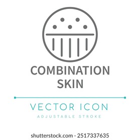 Combination skin type cosmetics line icon, Mixed skin care vector symbol, uneven type of skin packaging logo