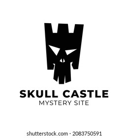 combination of skull and castle logo vector