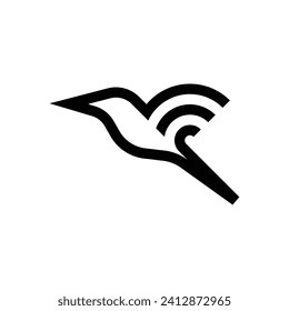 combination of small bird with wings internet signal symbol logo vector