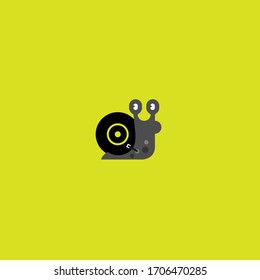 una combinación de caracoles y registros fonográficos, formando un logo de música lenta.