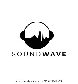 combination of sound waves and headphone logo vector